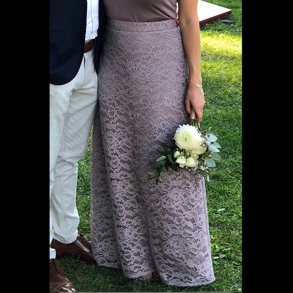 Tulle & Chantilly Long Lace Skirt Mauve TBQP390 - Picture 2 of 3